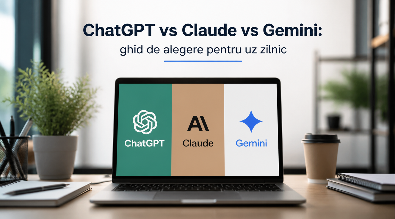 ChatGPT vs Claude vs Gemini: ghid de alegere pentru uz zilnic